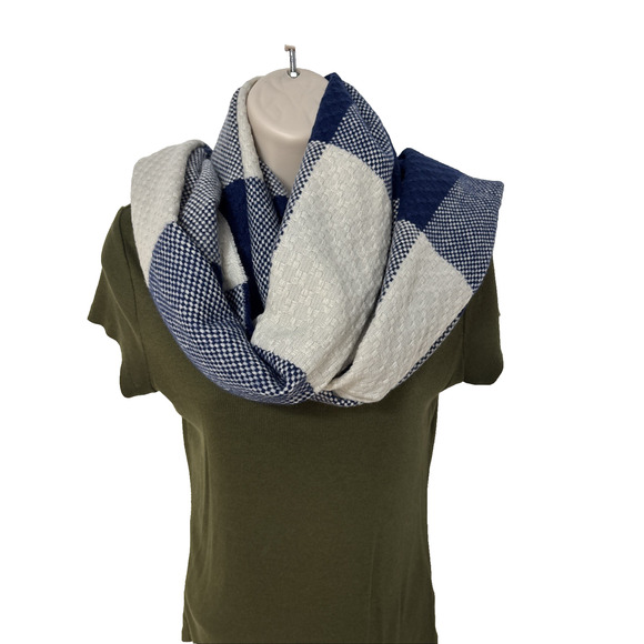 Cottagecore Blue Plaid Scarf Shawl Wrap Comfy Cabincore Boho Winter Warm - Picture 2 of 5